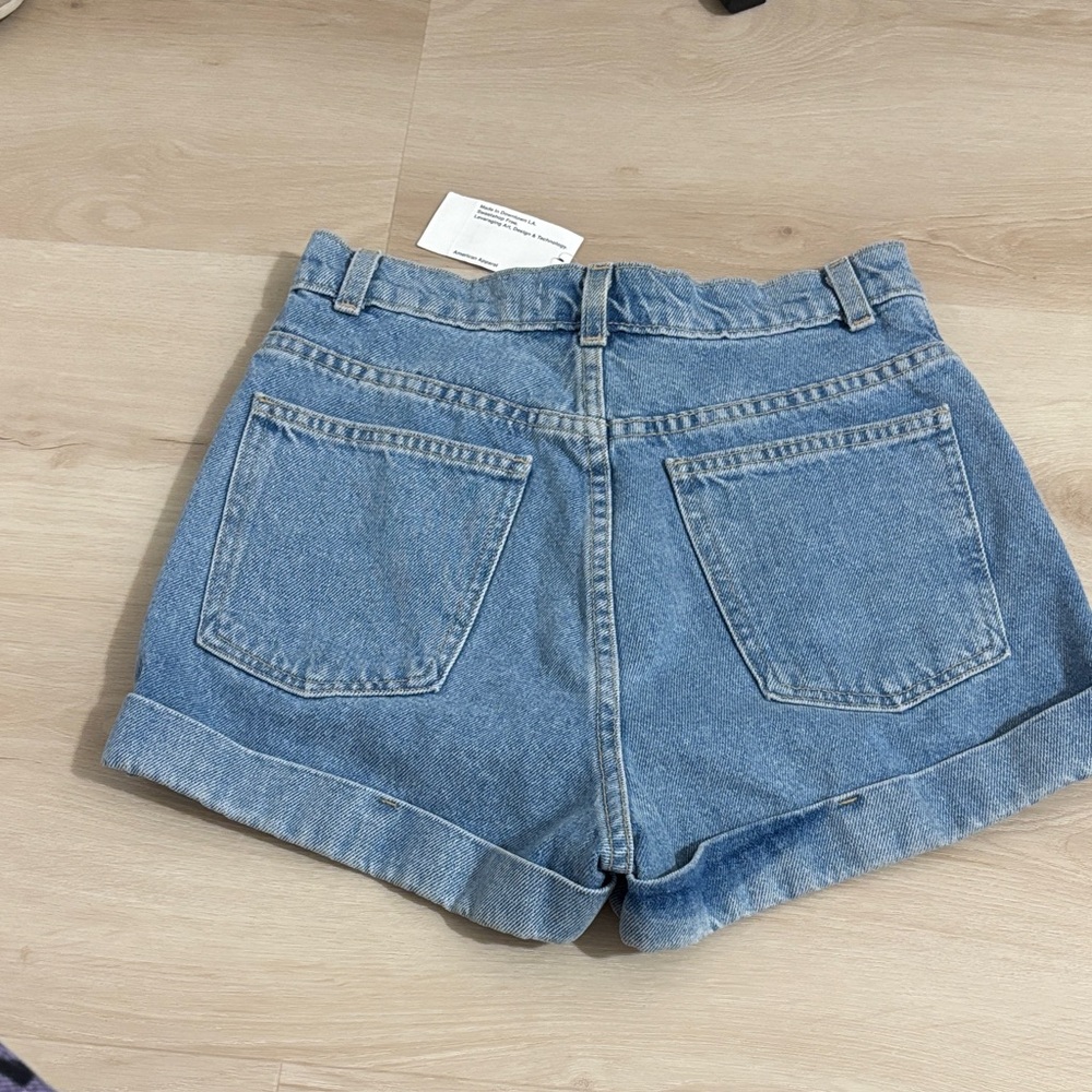 NWT American Apparel Women's Denim High-Waist Cuff Blue Jean Shorts new with Tag - Picture 5 of 8